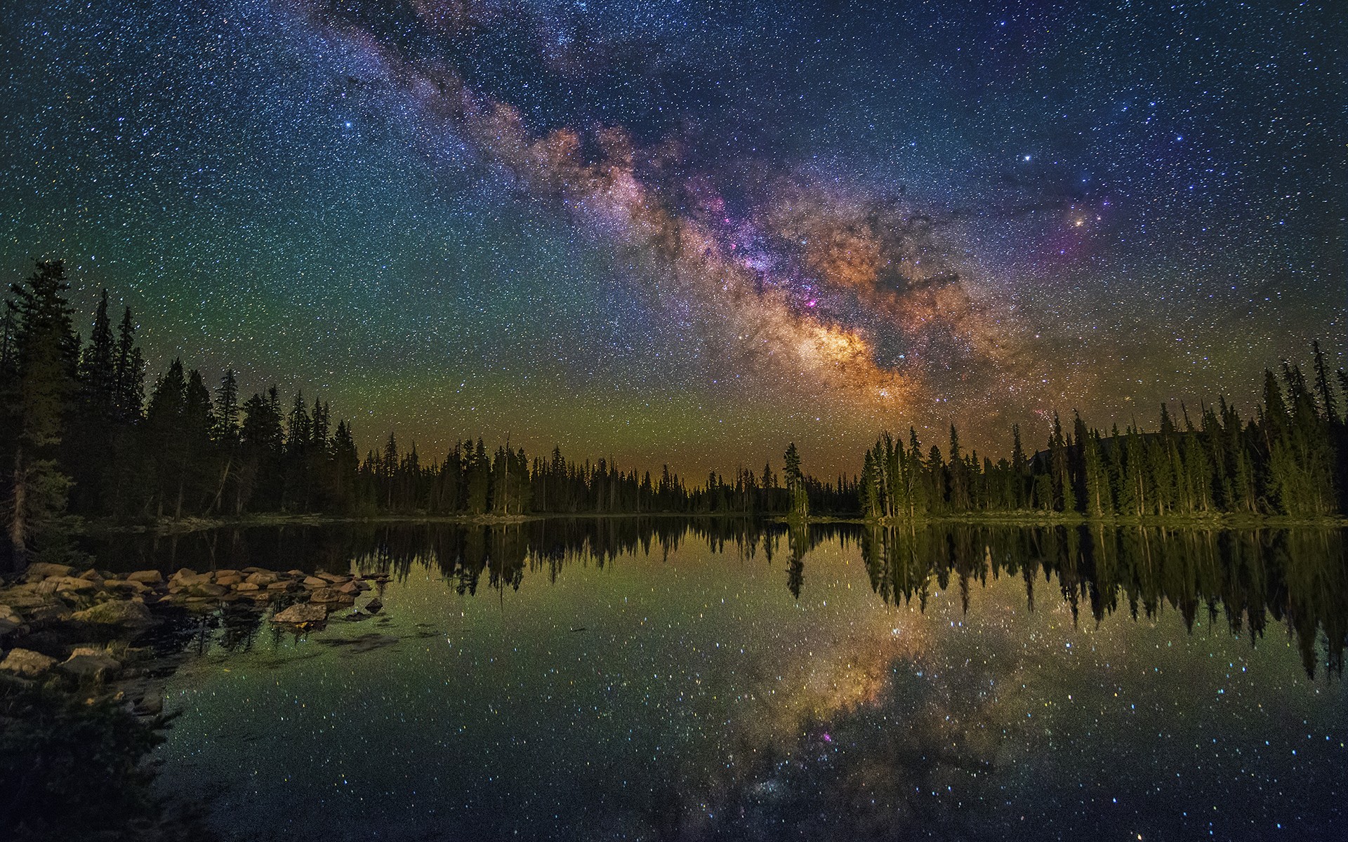 trees-landscape-mountains-night-galaxy-lake-reflection-sky-Milky-Way-atmosphere-pine-trees-Aurora-dawn-1920x1200-px-atmospheric-phenomenon-astronomical-object-510518.jpg